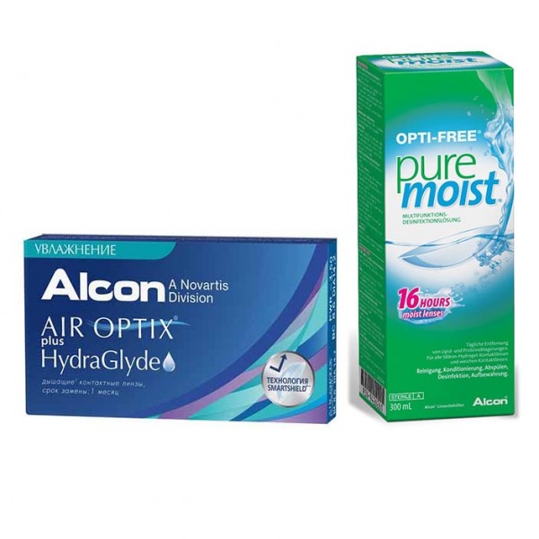 Air Optix plus HydraGlyde (6 линз) + OptiFree PureMoist (300 мл) Air Optix plus HydraGlyde (6 линз) + OptiFree PureMoist (300 мл)